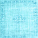 Square Machine Washable Persian Light Blue Traditional Rug, wshtr3540lblu