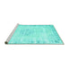 Sideview of Machine Washable Persian Turquoise Traditional Area Rugs, wshtr3540turq