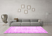 Machine Washable Persian Pink Traditional Rug in a Living Room, wshtr3540pnk