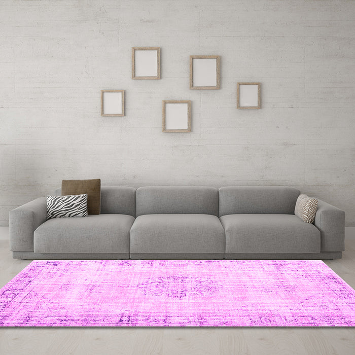 Machine Washable Persian Pink Traditional Rug in a Living Room, wshtr3540pnk