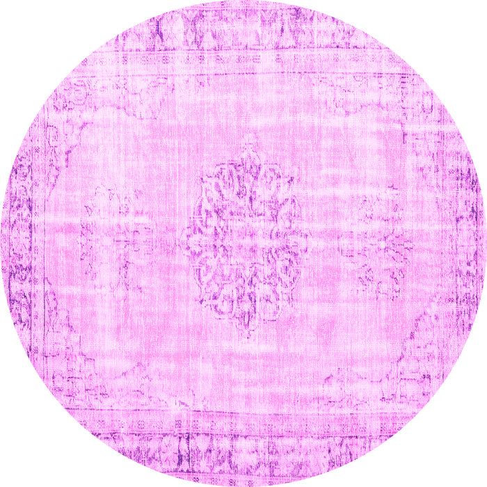 Round Machine Washable Persian Pink Traditional Rug, wshtr3540pnk