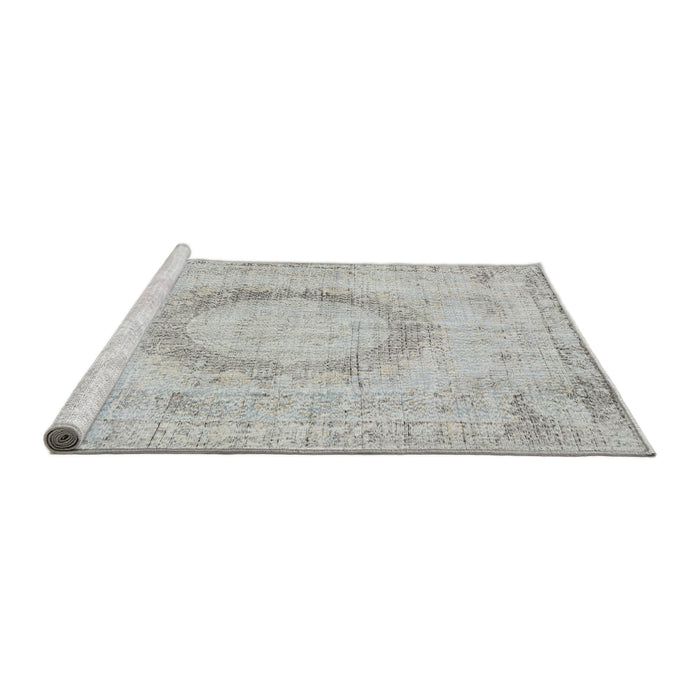 Sideview of Machine Washable Traditional Dark Gray Rug, wshtr3541