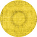 Round Persian Yellow Traditional Rug, tr3541yw