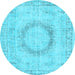 Round Persian Light Blue Traditional Rug, tr3541lblu