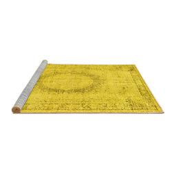 Sideview of Machine Washable Persian Yellow Traditional Rug, wshtr3541yw