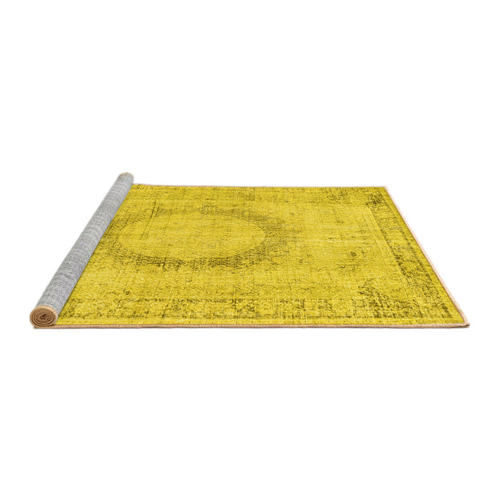 Sideview of Machine Washable Persian Yellow Traditional Rug, wshtr3541yw