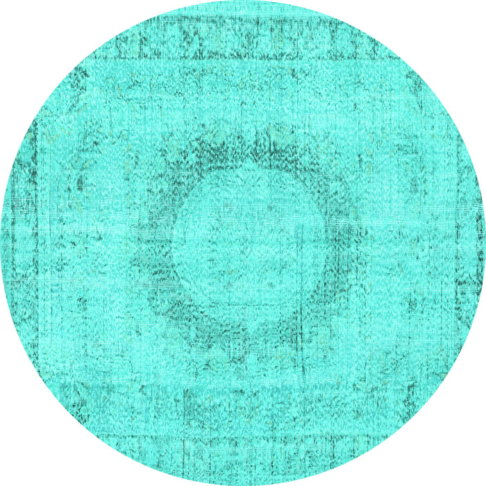Round Persian Turquoise Traditional Rug, tr3541turq