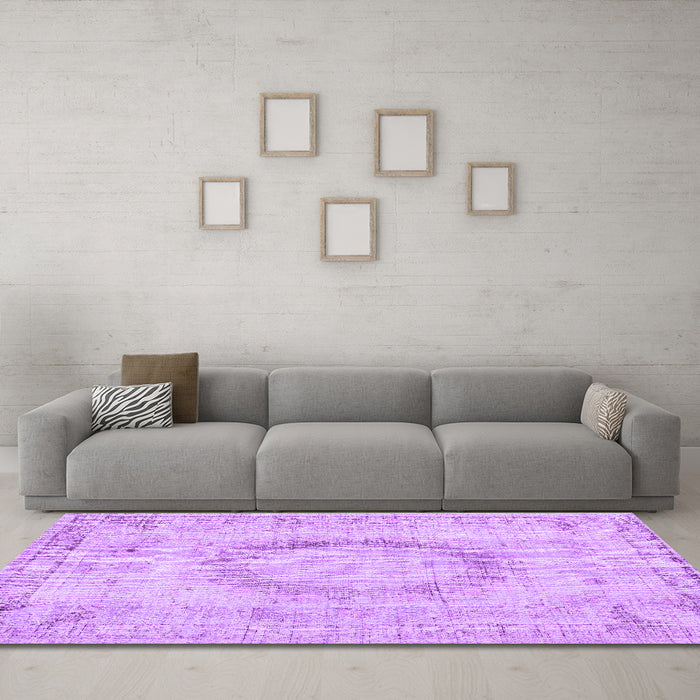 Machine Washable Persian Purple Traditional Area Rugs in a Living Room, wshtr3541pur