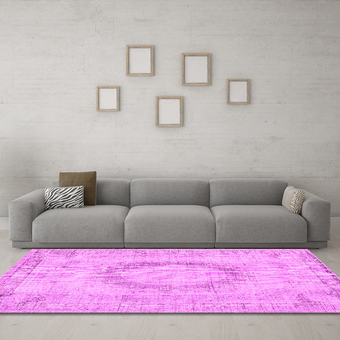 Machine Washable Persian Pink Traditional Rug in a Living Room, wshtr3541pnk