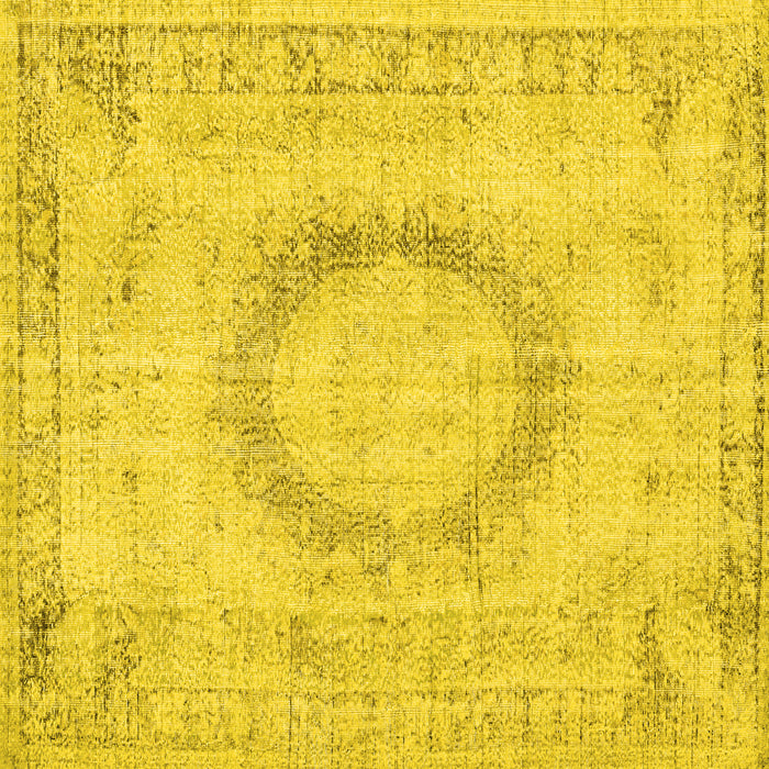 Square Machine Washable Persian Yellow Traditional Rug, wshtr3541yw
