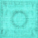 Square Persian Turquoise Traditional Rug, tr3541turq