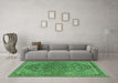 Machine Washable Persian Emerald Green Traditional Area Rugs in a Living Room,, wshtr3542emgrn