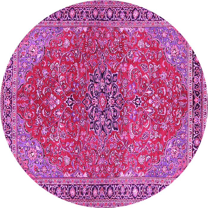 Round Machine Washable Persian Pink Traditional Rug, wshtr3542pnk