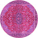 Round Machine Washable Persian Pink Traditional Rug, wshtr3542pnk