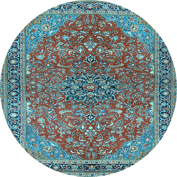 Round Persian Light Blue Traditional Rug, tr3542lblu