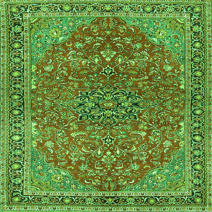 Serging Thickness of Persian Green Traditional Rug, tr3542grn