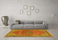 Machine Washable Persian Yellow Traditional Rug, wshtr3542yw