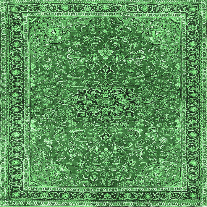 Square Persian Emerald Green Traditional Rug, tr3542emgrn