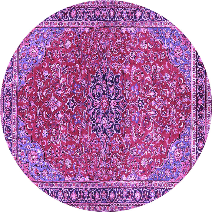 Round Machine Washable Persian Purple Traditional Area Rugs, wshtr3542pur