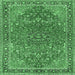 Square Machine Washable Persian Emerald Green Traditional Area Rugs, wshtr3542emgrn