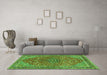 Machine Washable Persian Green Traditional Area Rugs in a Living Room,, wshtr3542grn