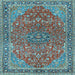 Square Machine Washable Persian Light Blue Traditional Rug, wshtr3542lblu