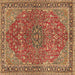 Square Machine Washable Persian Brown Traditional Rug, wshtr3542brn