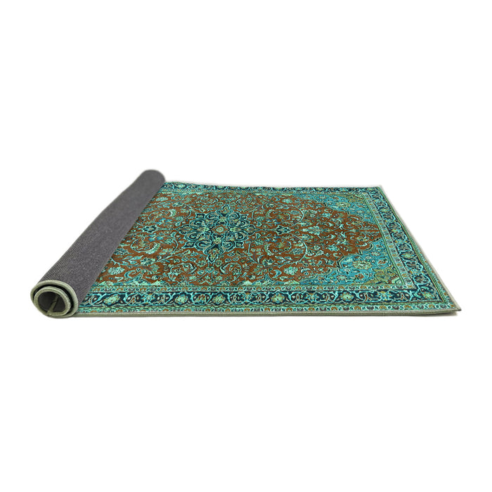 Sideview of Persian Turquoise Traditional Rug, tr3542turq
