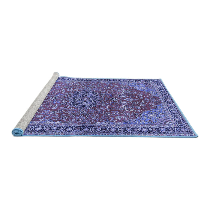 Sideview of Machine Washable Persian Blue Traditional Rug, wshtr3542blu