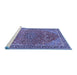 Sideview of Machine Washable Persian Blue Traditional Rug, wshtr3542blu