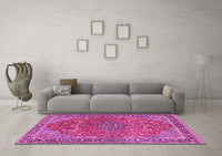 Machine Washable Persian Pink Traditional Rug, wshtr3542pnk