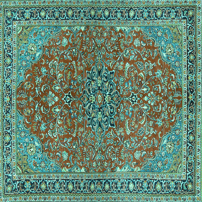 Square Persian Turquoise Traditional Rug, tr3542turq