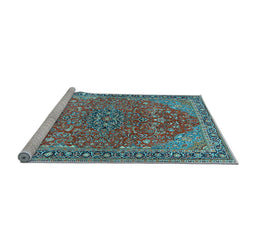 Sideview of Machine Washable Persian Light Blue Traditional Rug, wshtr3542lblu