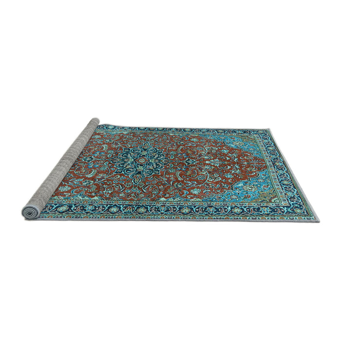Sideview of Machine Washable Persian Light Blue Traditional Rug, wshtr3542lblu