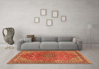 Machine Washable Persian Orange Traditional Rug, wshtr3542org