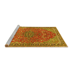 Sideview of Machine Washable Persian Yellow Traditional Rug, wshtr3542yw