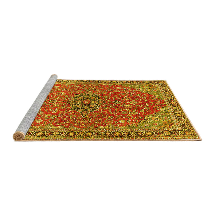 Sideview of Machine Washable Persian Yellow Traditional Rug, wshtr3542yw