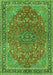 Serging Thickness of Machine Washable Persian Green Traditional Area Rugs, wshtr3542grn