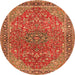 Machine Washable Persian Orange Traditional Area Rugs, wshtr3542org