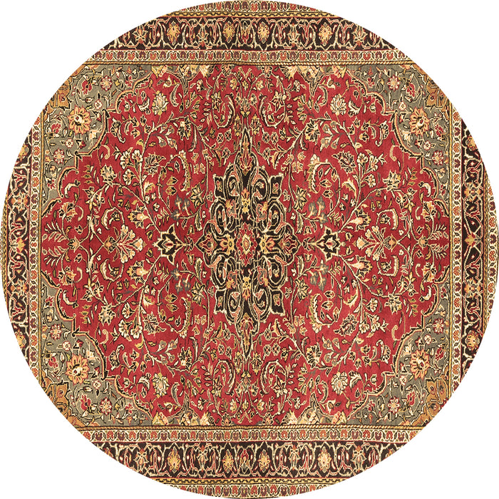 Round Persian Brown Traditional Rug, tr3542brn