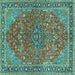 Square Machine Washable Persian Turquoise Traditional Area Rugs, wshtr3542turq