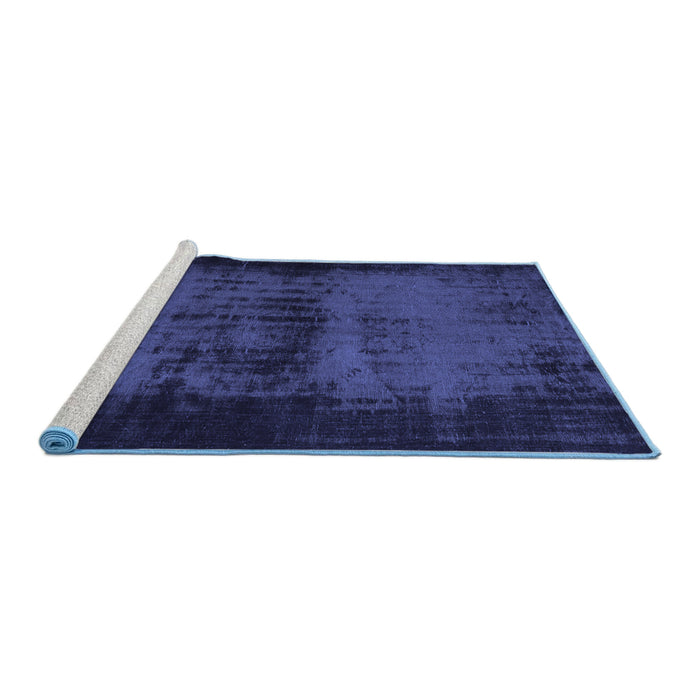 Sideview of Machine Washable Persian Blue Traditional Rug, wshtr3543blu