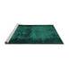 Sideview of Machine Washable Persian Turquoise Traditional Area Rugs, wshtr3543turq