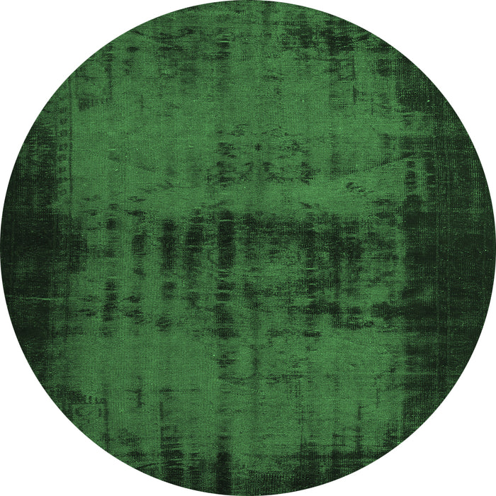 Round Persian Emerald Green Traditional Rug, tr3543emgrn