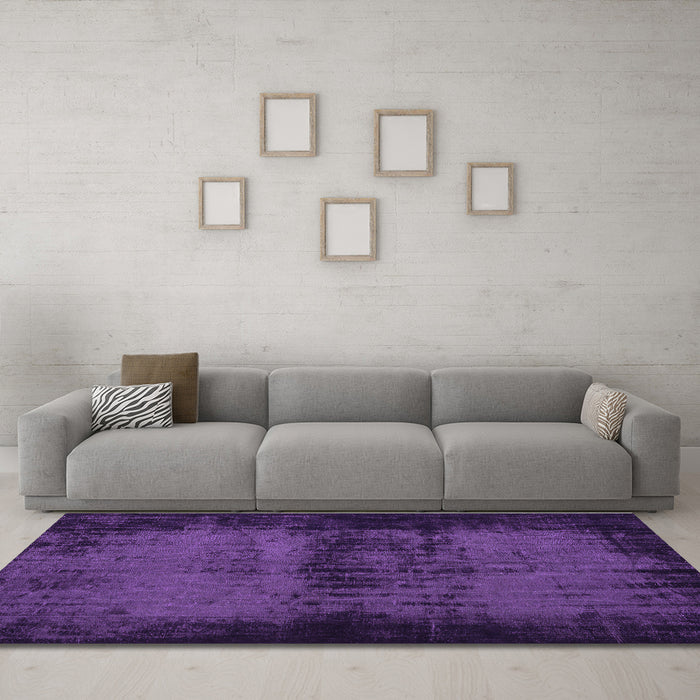 Machine Washable Persian Purple Traditional Area Rugs in a Living Room, wshtr3543pur