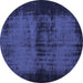 Round Persian Blue Traditional Rug, tr3543blu