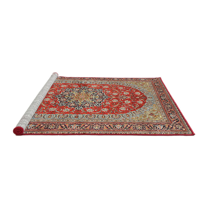 Sideview of Machine Washable Traditional Fire Brick Red Rug, wshtr3544