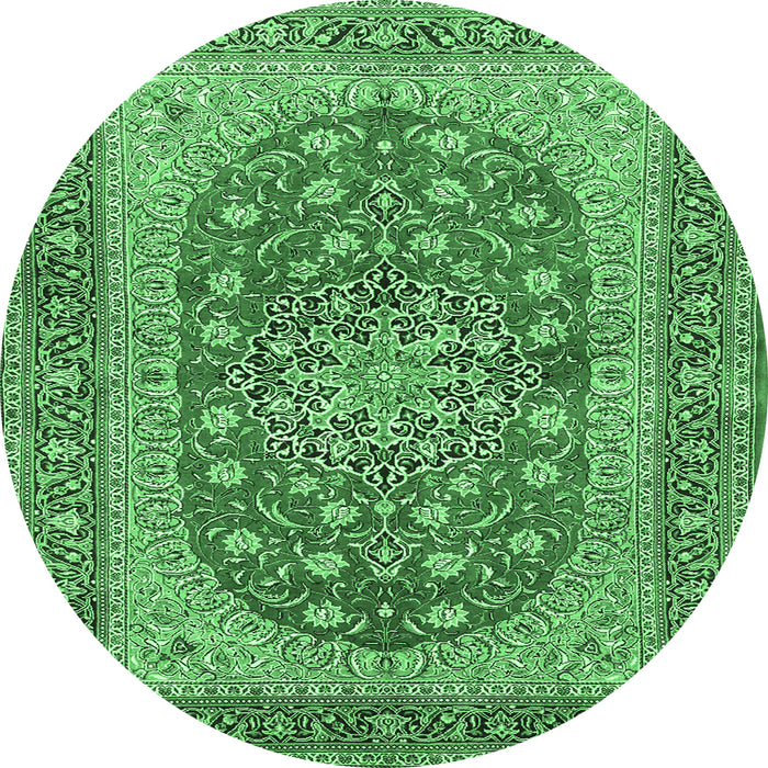 Round Persian Emerald Green Traditional Rug, tr3544emgrn