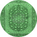Round Persian Emerald Green Traditional Rug, tr3544emgrn