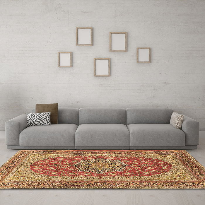 Machine Washable Persian Brown Traditional Rug in a Living Room,, wshtr3544brn